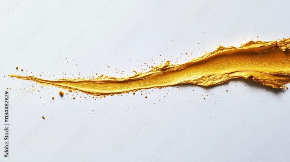 Poster dynamic gold paint stroke art studio setting abstract composition minimalist environment close-up vi