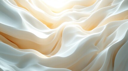 Obraz premium Soft waves of fabric capture warm sunlight in a serene and dreamlike atmosphere