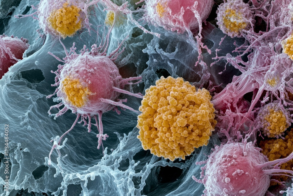 Poster intricate cellular structures under microscope