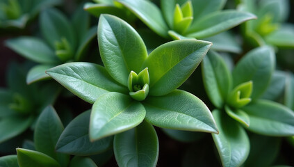 Obraz premium muted plant foliage features mix greens subtle shading rich natural background