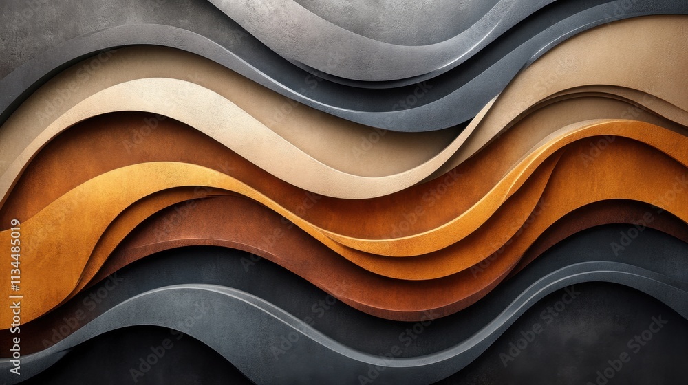 Poster intricate layers of textured waves in earthy tones create a visually captivating design with depth a
