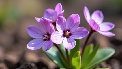 Obraz premium primula farinosa blooms purple flowers early spring
