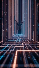 Obraz premium Thin glowing lines forming an abstract maze-like design