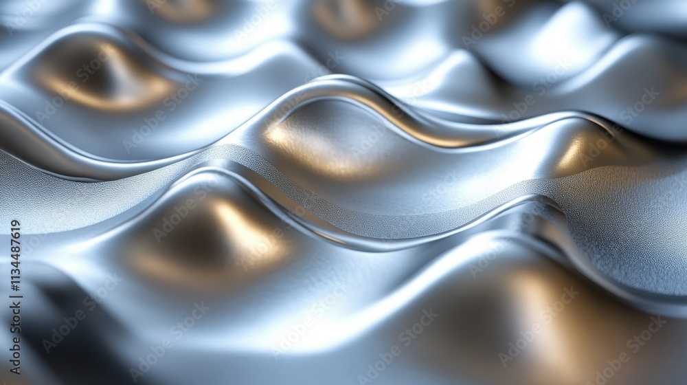 Poster intricate waves of metal shimmer under soft light in a captivating display of texture and form