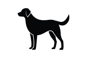 Minimalistic Labrador Retriever Silhouette Standing Alert with Wagging Tail