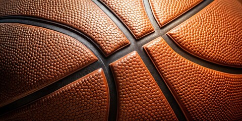 Fototapeta premium Close up of a basketball with textured surface , sports, teamwork, game, competition, professional, close-up, detail, texture