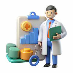 Healthcare Cost Analyst Tracking Expenses with Financial Tools on Macro Reality Background for Effective Expense Management