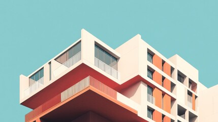 Modern and geometric design with a focus on building imagery and clean lines..