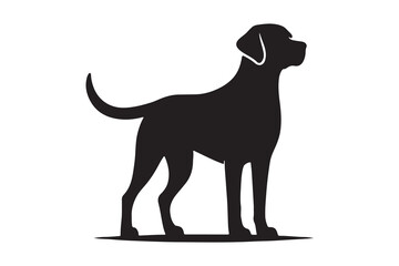 Minimalistic Labrador Retriever Silhouette Standing Alert with Wagging Tail