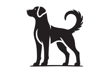 Minimalistic Labrador Retriever Silhouette Standing Alert with Wagging Tail