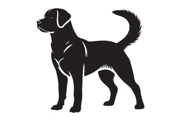 Minimalistic Labrador Retriever Silhouette Standing Alert with Wagging Tail