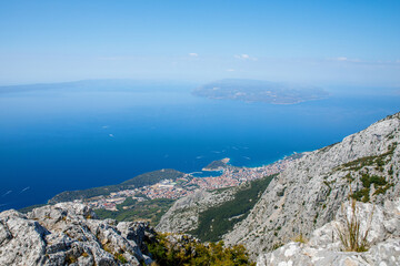 Beautiful landscape view on Makarska Riviera in Croatia on sunny summer day.