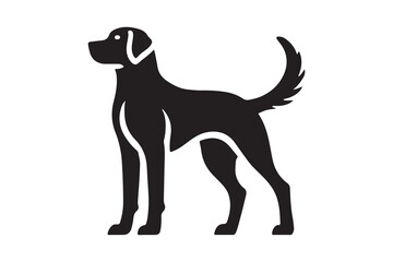 Minimalistic Labrador Retriever Silhouette Standing Alert with Wagging Tail