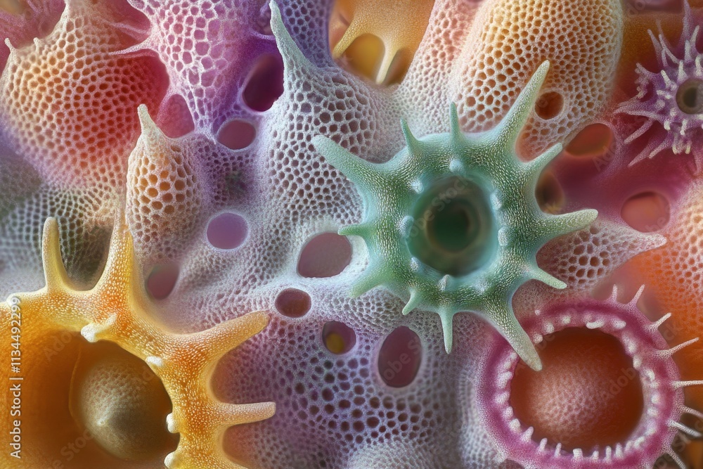 Poster intricate microscopic cellular structures