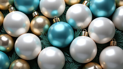 white ornaments golden blue christmas decorations shine closely together festive