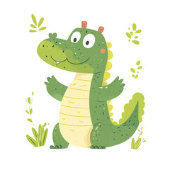 Fototapeta premium Adorable Cartoon Crocodile Illustration
