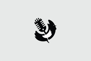 abstract microphone with chicken shape vector template