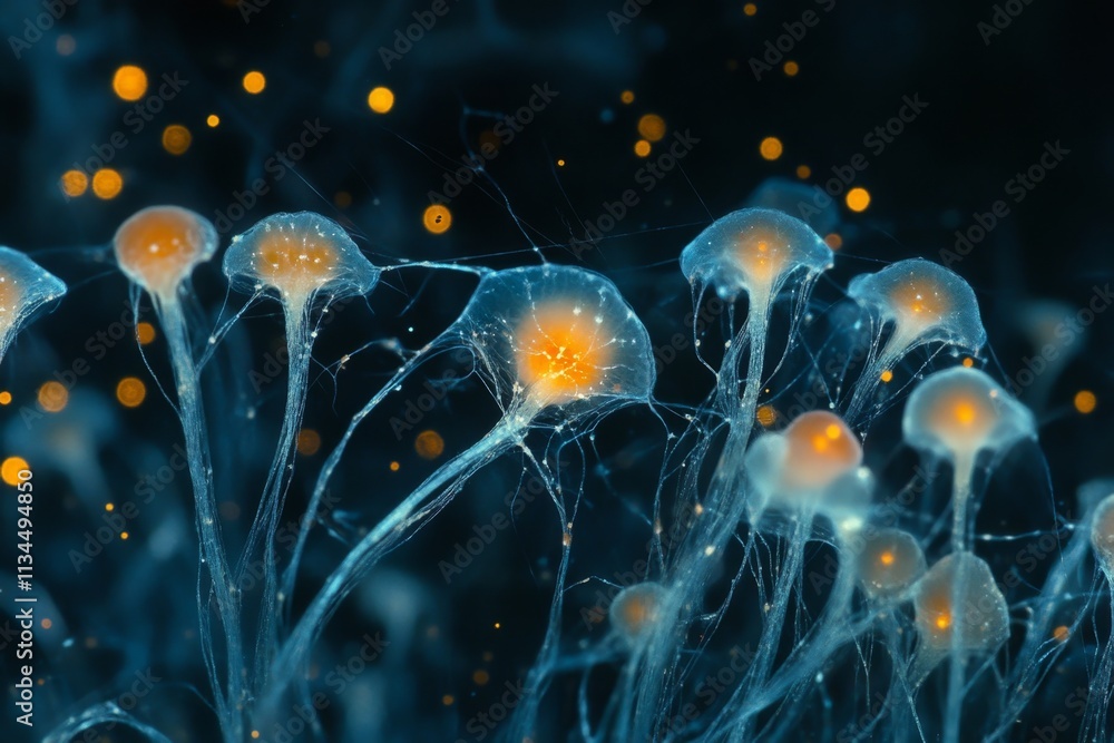 Poster microscopic view of intricate cellular structures