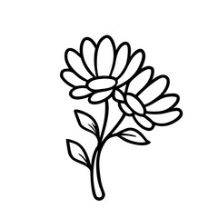 Vector daisy flowers bouquet, illustration daisy vase on white background, Botanical lines art flower, Minimalist contour drawing of flower. 