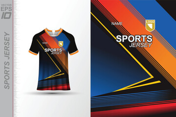 Modern ready-to-print jersey design with dynamic lines and vibrant colors. Perfect for football, basketball, cycling, or sportswear. High-quality, customizable vector file for instant printing.