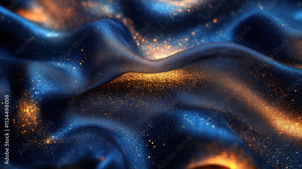Poster elegant waves of shimmering fabric dance under soft light creating a mesmerizing visual tapestry of 