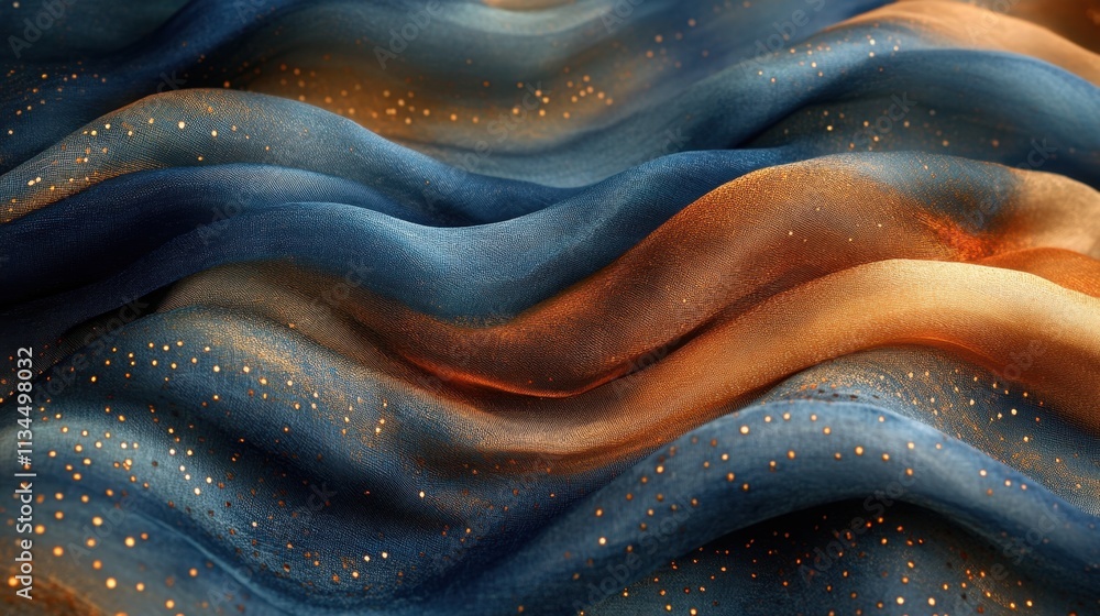 Poster layers of fabric dance in the warm glow of sunset, creating a mesmerizing and textured display of el