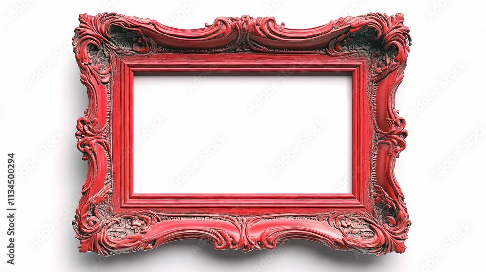 Poster elegant red frame with intricate designs for stylish display