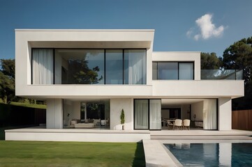 Fototapeta premium 3D rendering of a large modern contemporary house architecture design
