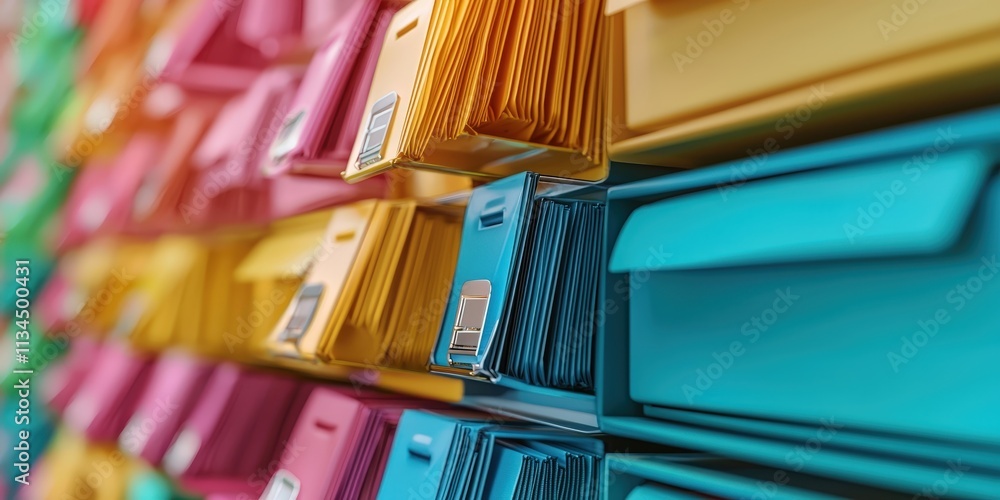 Poster colorful abstract network grid of files and folders concept designed for futuristic digital organiza