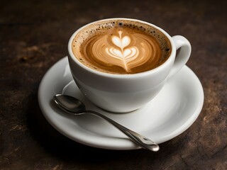 Fototapeta premium a cup of warm espresso coffee in the morning on the table