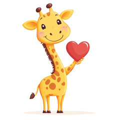 Adorable Giraffe with a Heart: A Symbol of Love and Affection