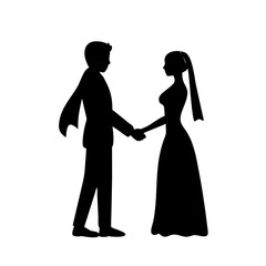 silhouette of bride and groom