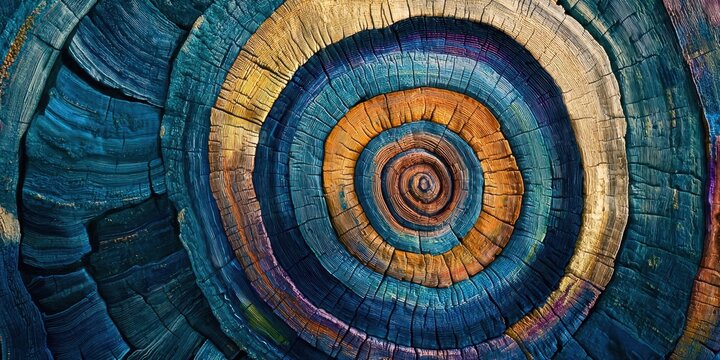 Blue and orange circle with a brown center