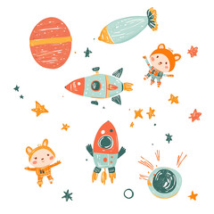 Adorable Astronaut Bears in Space Adventure