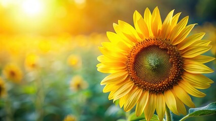 Obraz premium Macro photograph of a sunflower against a nature background, following the golden section ratio, sunflower, macro