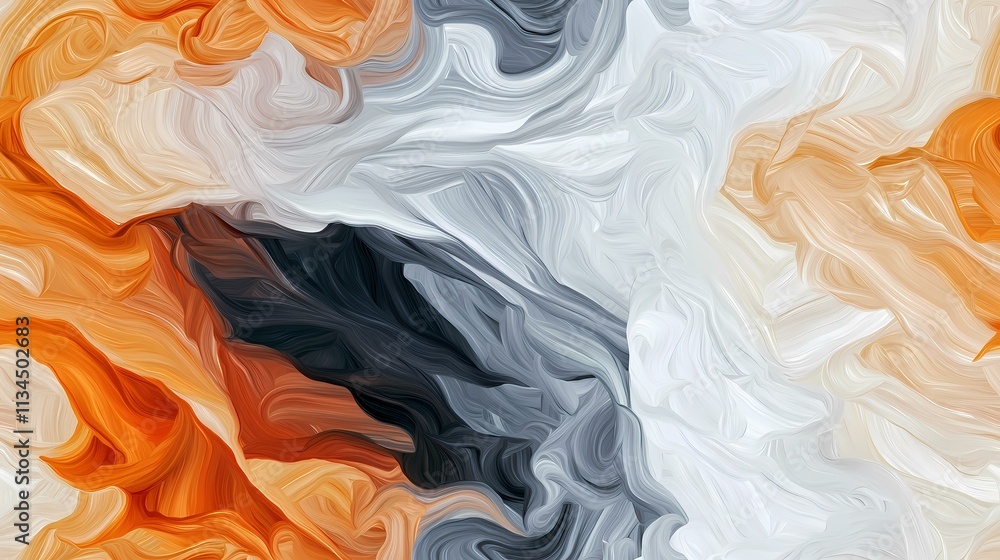 Poster the image contains an abstract painting or digital artwork featuring swirling, flowing patterns in s