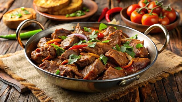 Delicious mutton liver fry served in a karahi , mutton liver, kaleji masala, Indian cuisine, Pakistani food