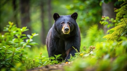Obraz premium American black bear roaming through a lush forest , wildlife, Ursus americanus, nature, habitat, mammal, North America