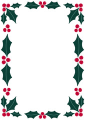 Red and green Christmas holly border