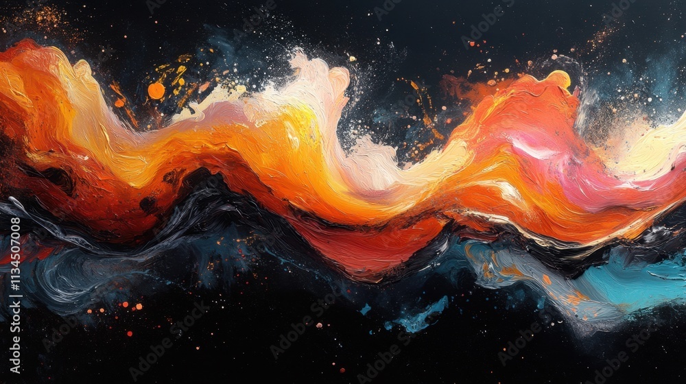Poster vibrant cosmic waves of color blend seamlessly in an abstract expression of energy and movement