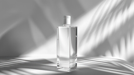 Naklejka premium Stylish product bottle mock-up with subtle reflections, monochromatic background
