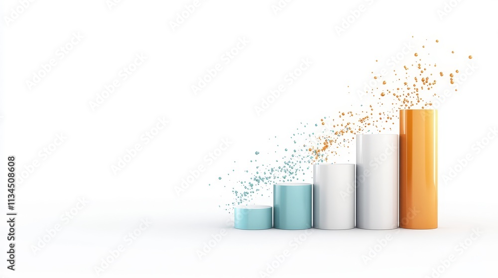 Poster colorful bar graph illustration depicting growth and progress with dynamic splashes and modern desig