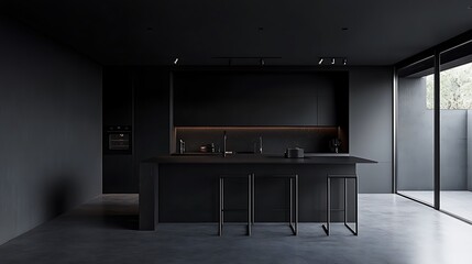 Minimalist Black Kitchen Interior Design