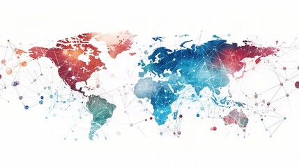 Dynamic World Map Displaying Economic Financial Data and Trends