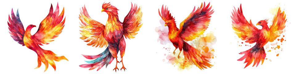 Vibrant Phoenix Soaring in Fiery Blaze of Mythical Splendor A digital showcasing the majestic fiery phoenix bird in a dynamic colorful display of fantastical energy and power