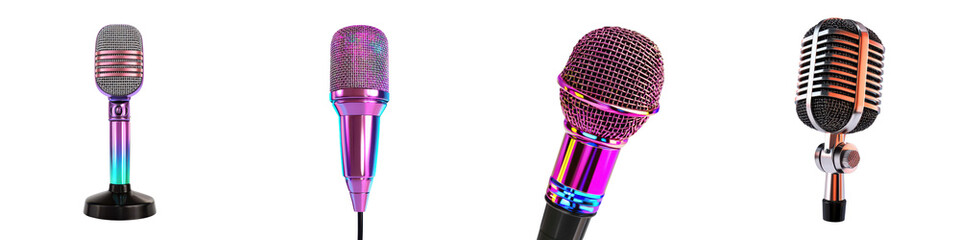 Vibrant and Retro Styled Microphones and Sound Equipment for Music Audio Recording Podcasting...