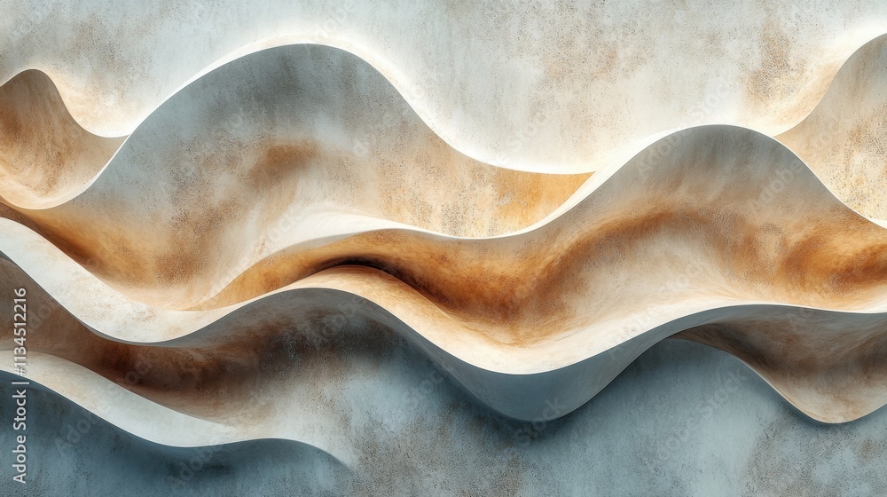 Poster curved waves of color and texture create a captivating abstract design in a modern interior setting