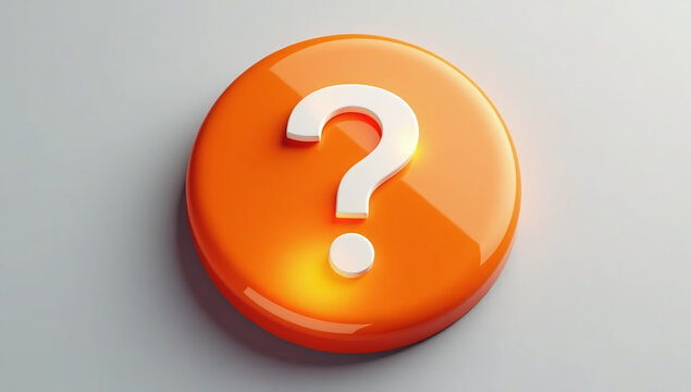 help needed elegant orange round button question symbol