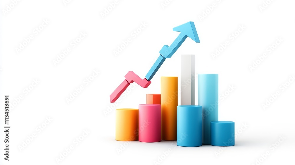 Aufkleber colorful bar charts and graphs with upward trend arrow representing business growth and financial su