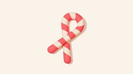 Candy Cane Shaped Icon with Red and White Stripes